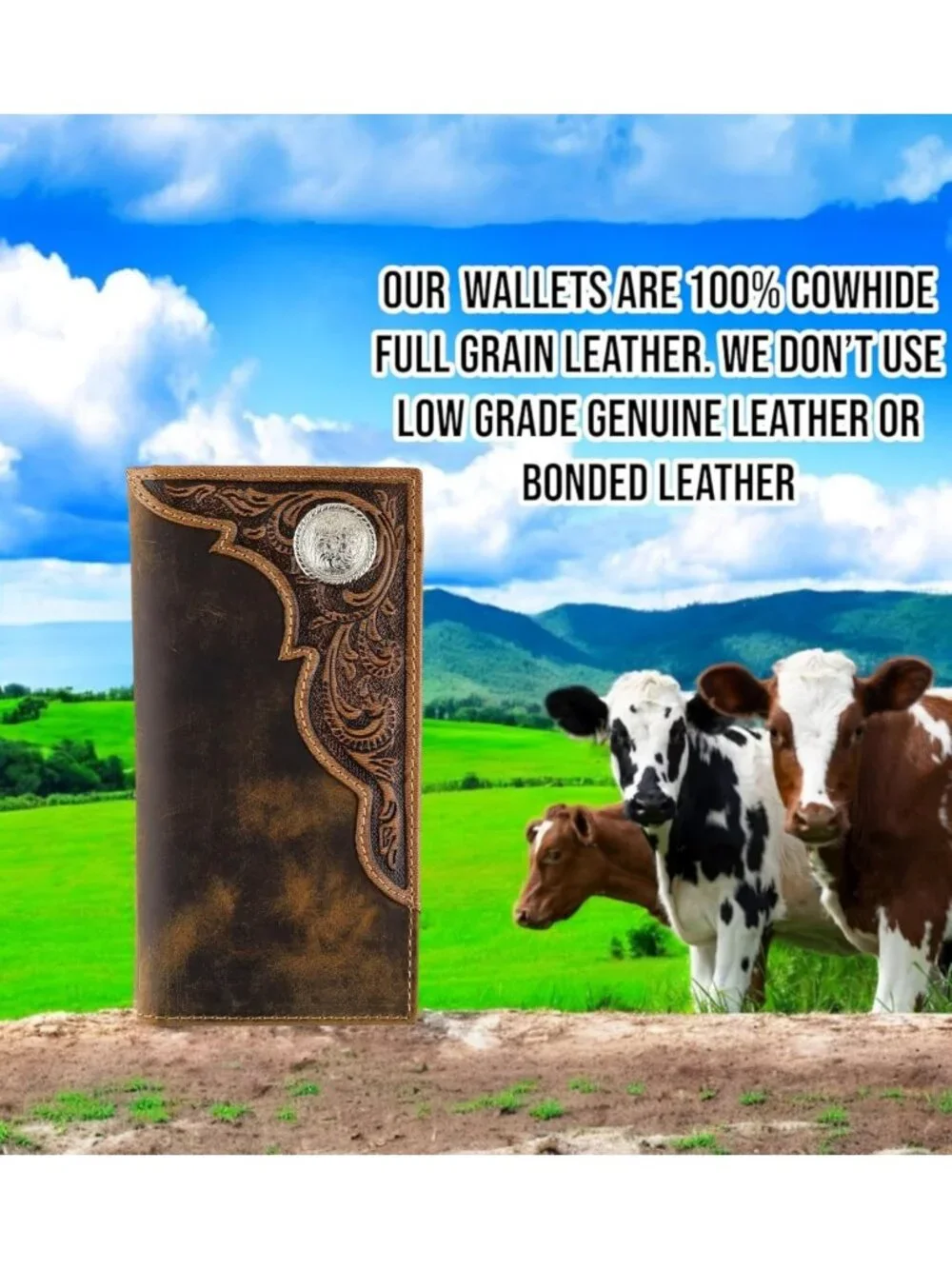 Vintage Genuine Leather RFID Bifold Wallet for Men - Classic Brown Checkbook